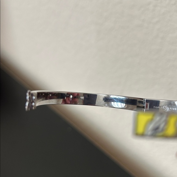 Tory Burch Silver with Yellow Floral Kira Enamel 7mm Bracelet NWT Style 149741 - Picture 12 of 17